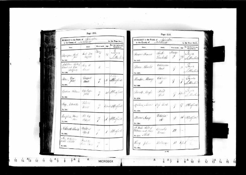 Repington (Sarah Jane) 1852 Burial Record
